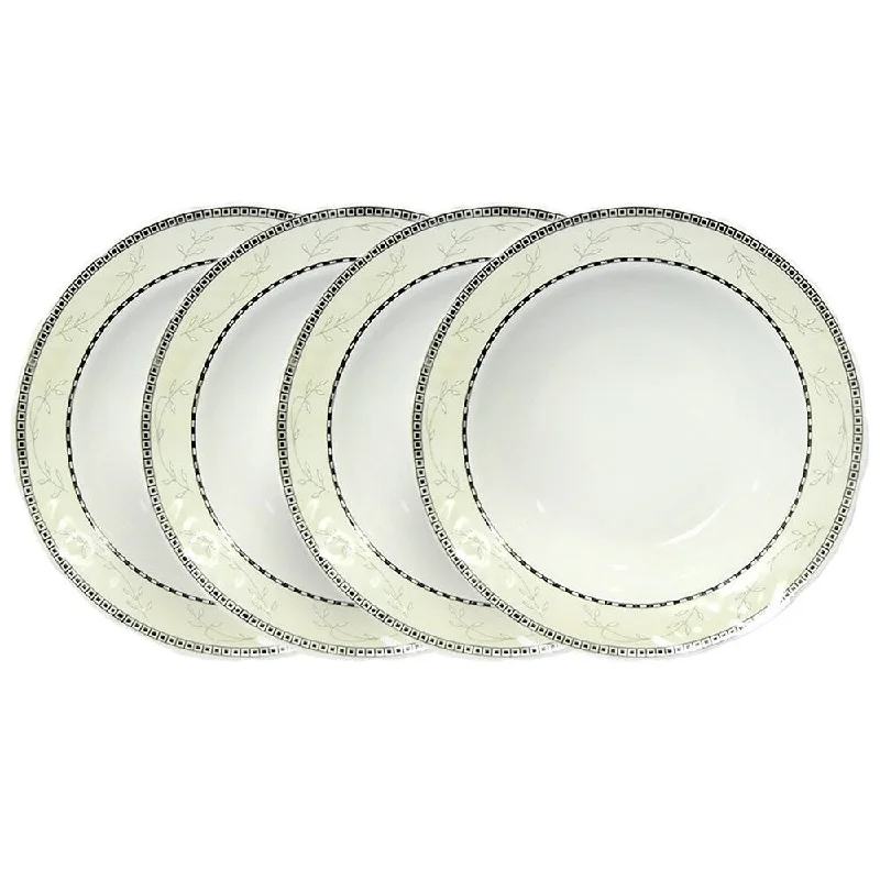 reusable ceramic cups -STP-Goods European Platinum Plated Porcelain Soup Plate 7.9" (Set of 4)