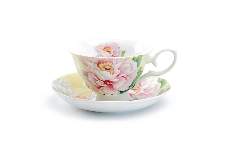 quirky coffee mugs -Empire Peony Bone China Tea Cup and Saucer