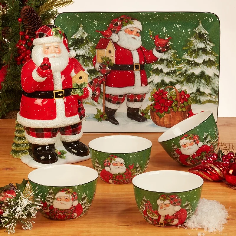 ceramic coffee mugs -Certified International Christmas Lodge Santa 13" Serving Bowl, 128 oz.