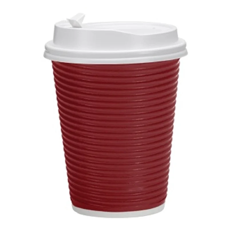 thermal mugs for work -Paper Cup Maroon Hot Cold with lid 12 oz