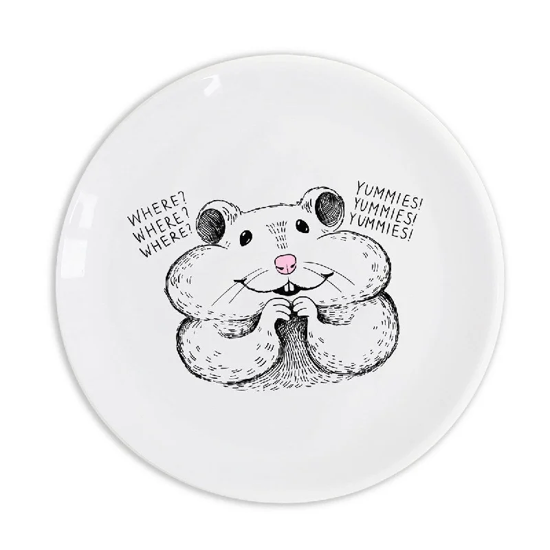 reusable drinking straws -"Where? Yummies!" Hamster Ceramic 9.8" Plate