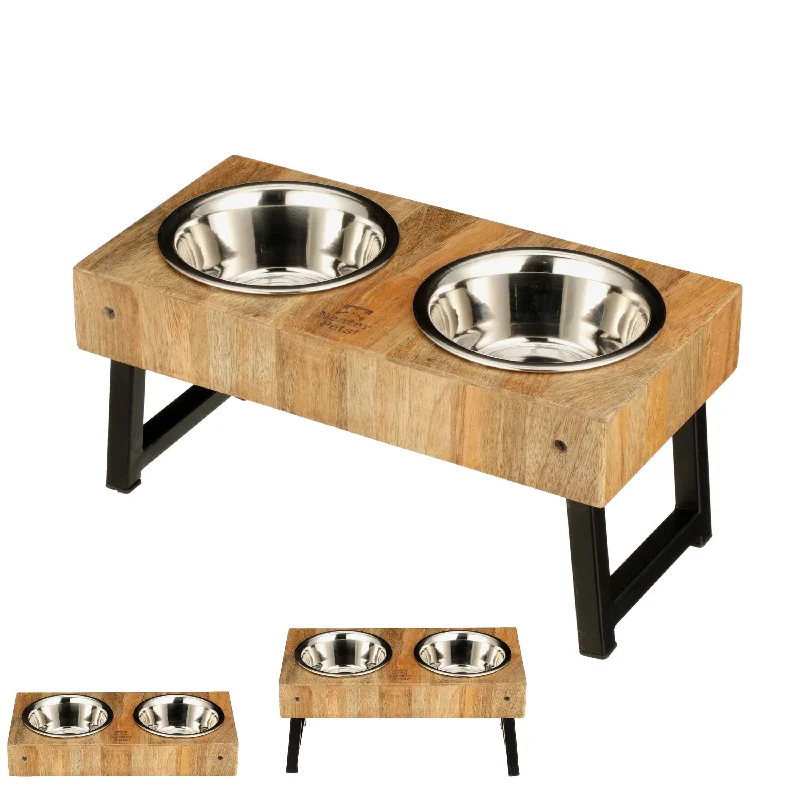 non-toxic plastic dinner plates -Adjustable Wooden Pet Feeder