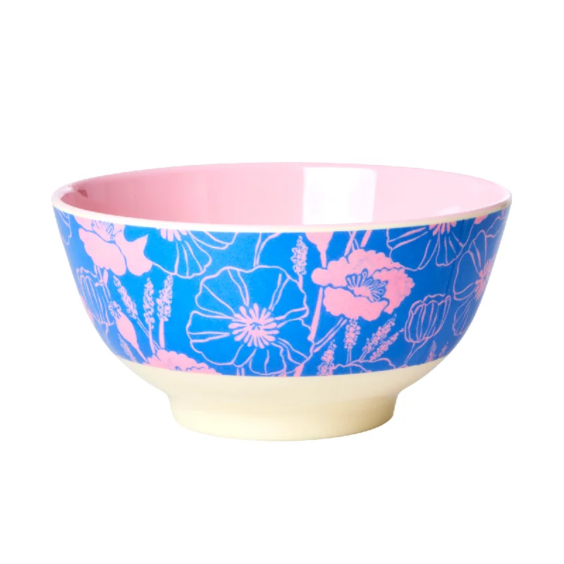 eco-friendly dessert plates -Rice DK Melamine Bowl with Poppies Love Print - Medium