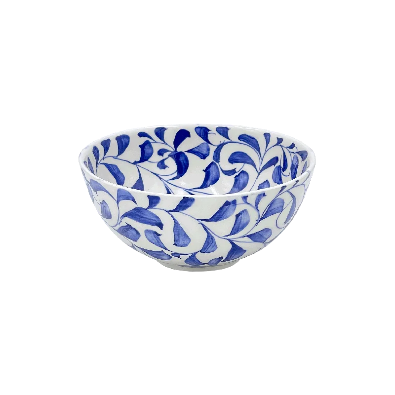 kids serving plates with designs -Small Navy Blue Scroll Bowl