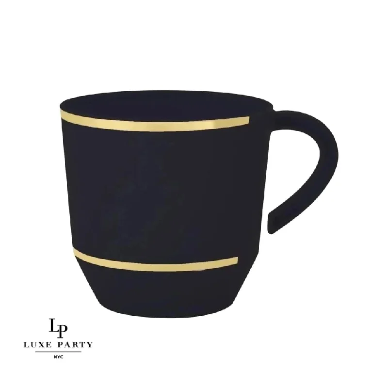 novelty tea mugs -12.5 Oz. Black • Gold Plastic Coffee Cup | 8 Cups