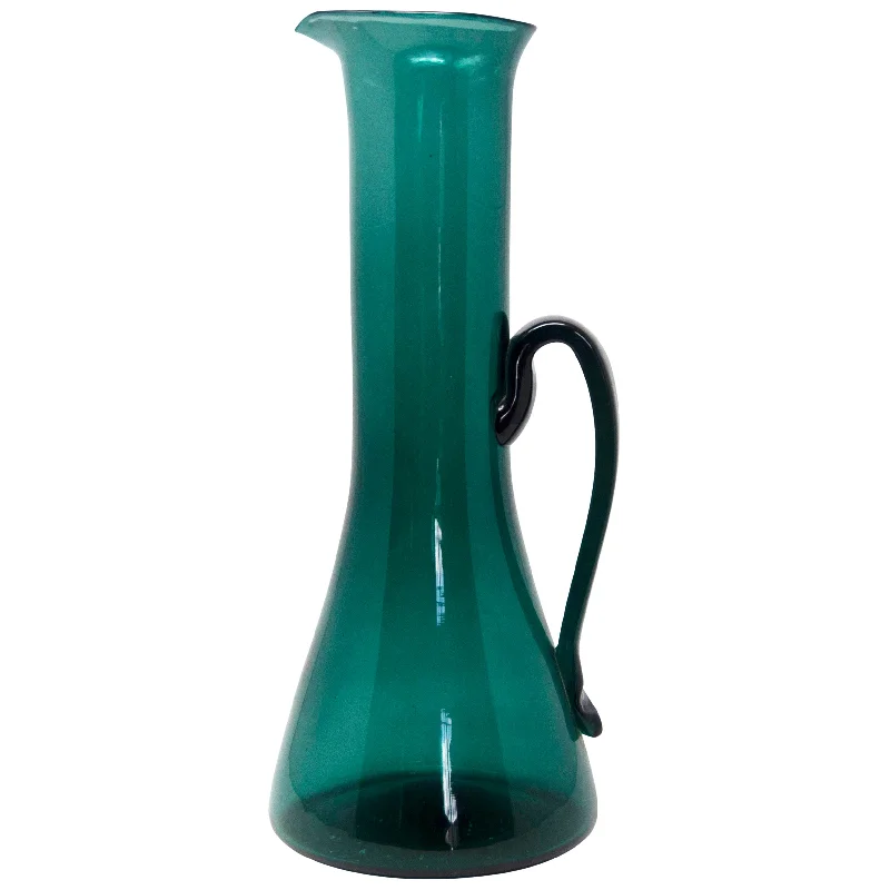 luxury porcelain plates -Blenko Tall Teal Beaker Pitcher