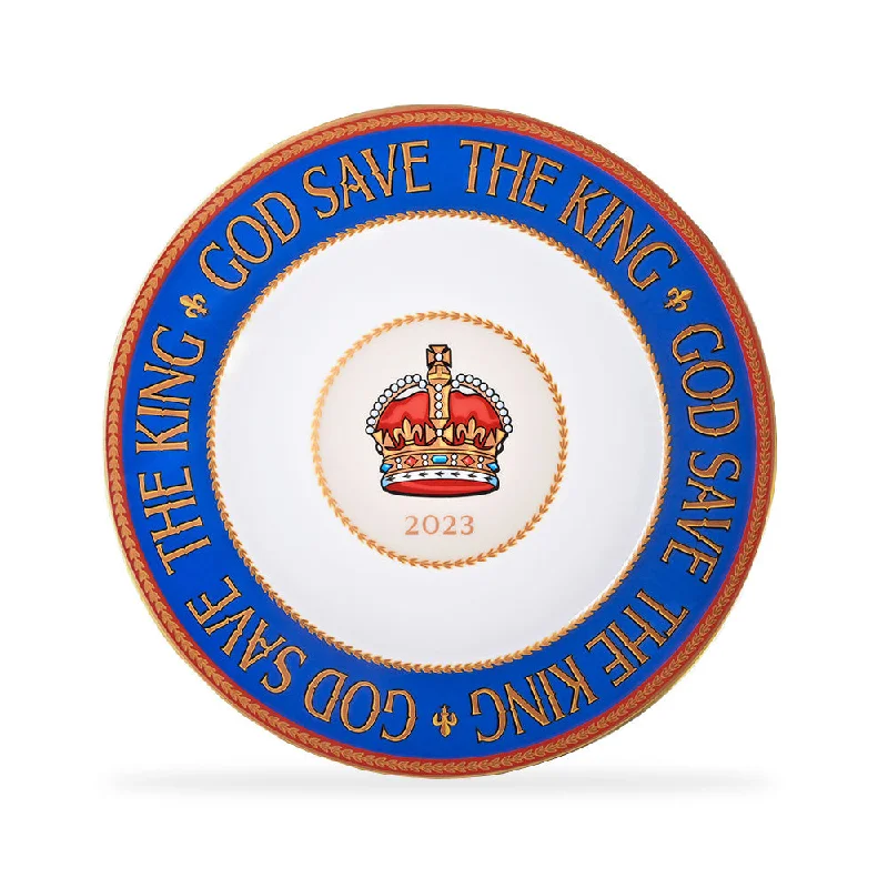 high-quality porcelain flatware -“God Save the King” Fine Bone China 8” Plate