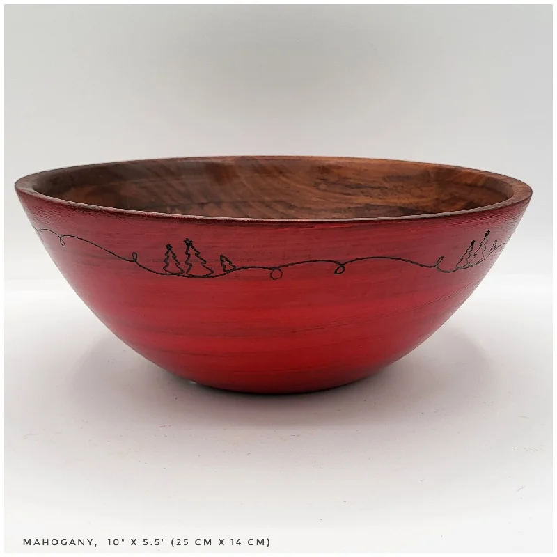 high-end serving plates -Mahogany holiday themed bowl