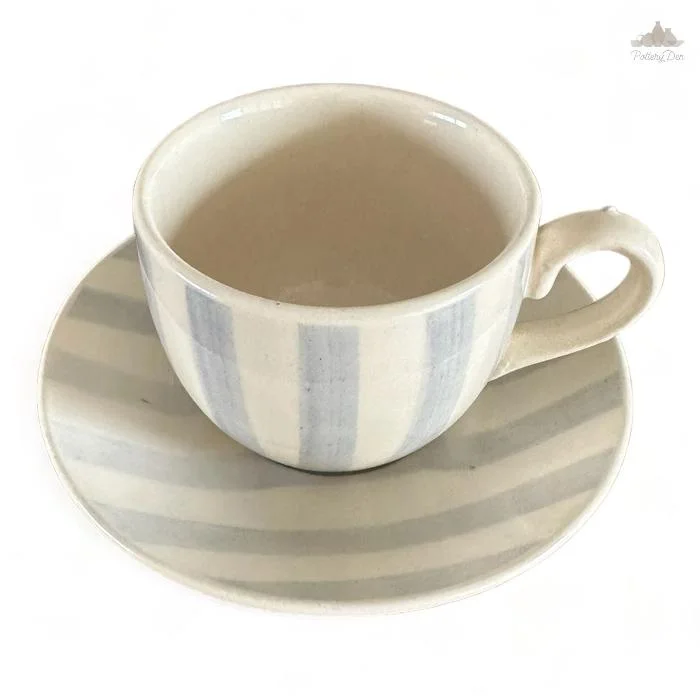 photo print mugs -Summer Minimalist Ceramic Cup & Saucer | Hand Painted |  Set of 1 | Ideal for serving tea or coffee