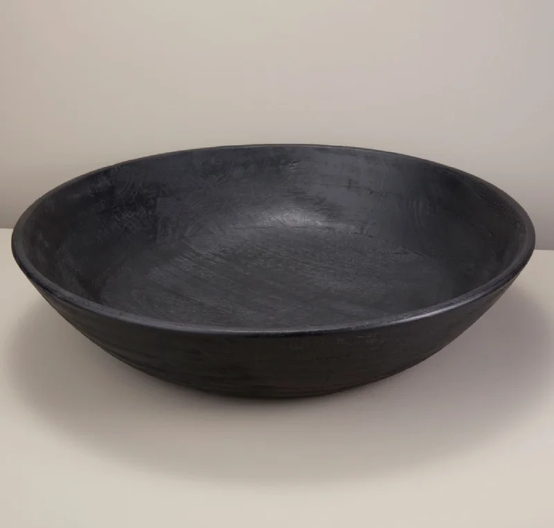 elegant serving utensils for dinner -Black Mango Wood Supersized Bowl