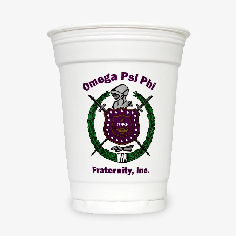 eco friendly tea mugs -OPP - Omega Psi Phi - 16 oz White Plastic Cup (24ct)