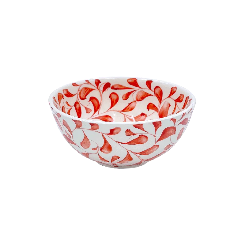 plastic cutlery for kids -Small Red Scroll Bowl