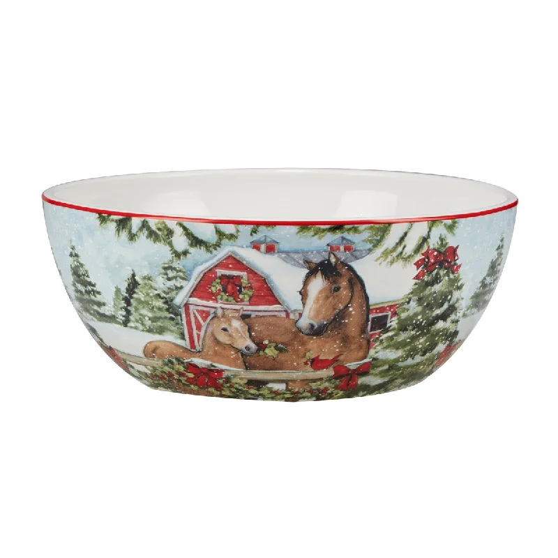 vintage dinner spoons -Certified International Homestead Christmas 10" x 4" Deep Serving Bowl