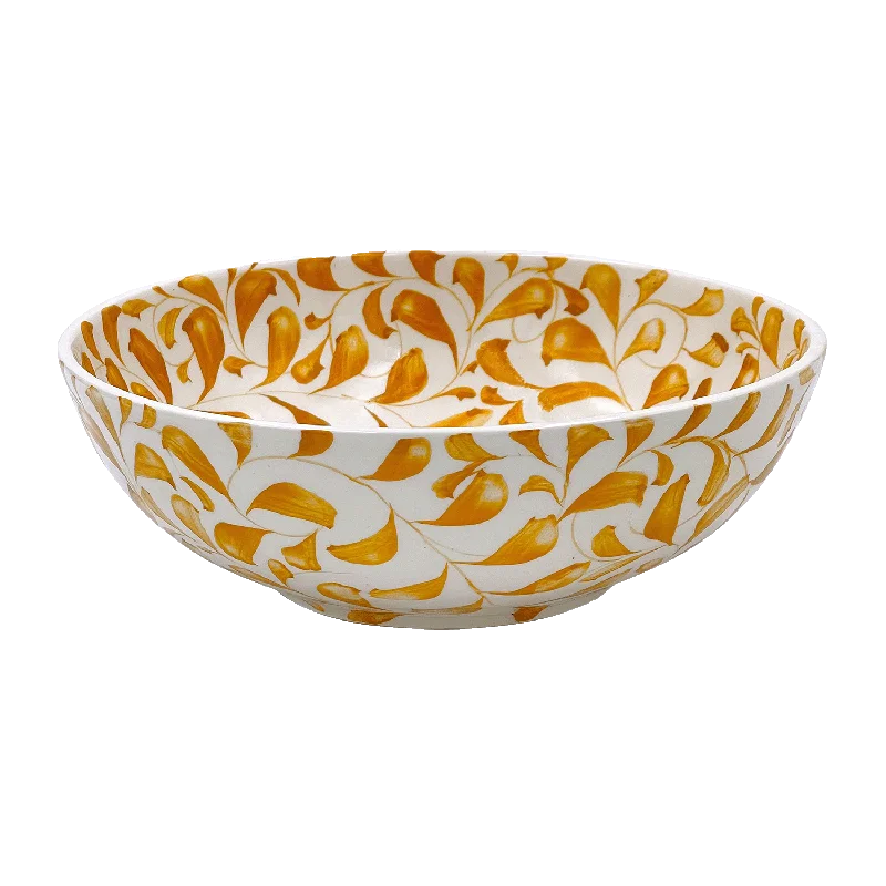 eco-friendly serving utensils -Large Yellow Scroll Bowl