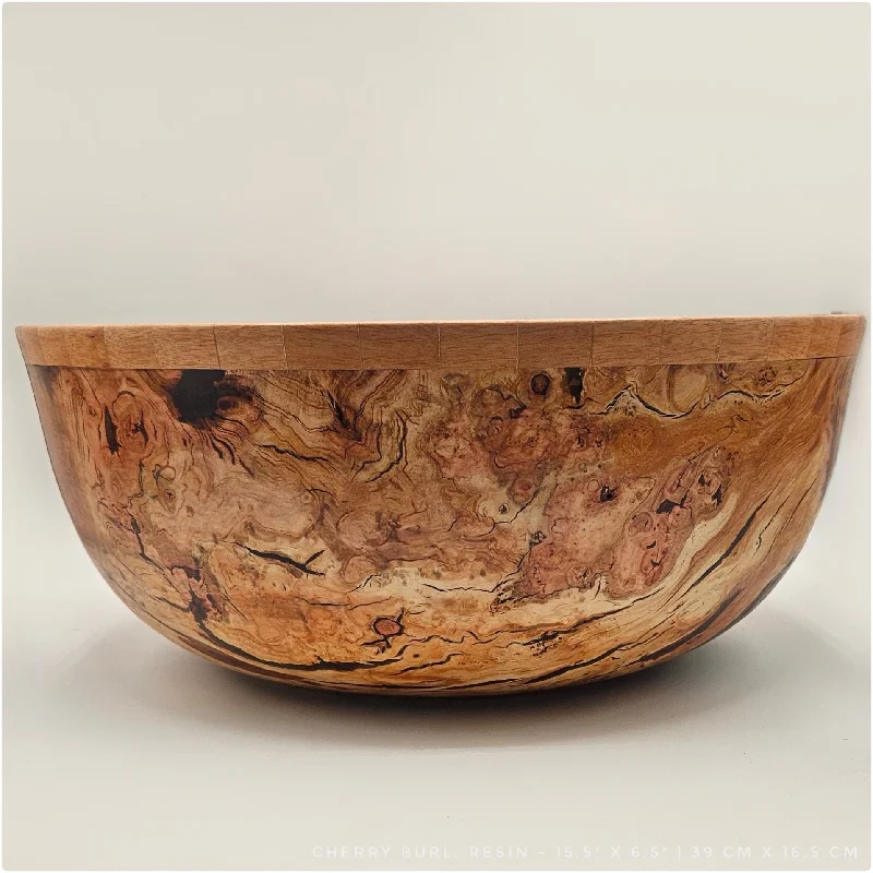 elegant glass tumblers -Large Cherry Burl Bowl