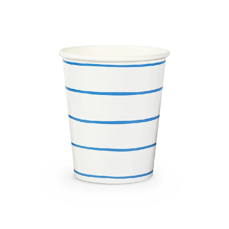 clear tea cups with quotes -Cobalt Frenchie Striped 9 oz Cups