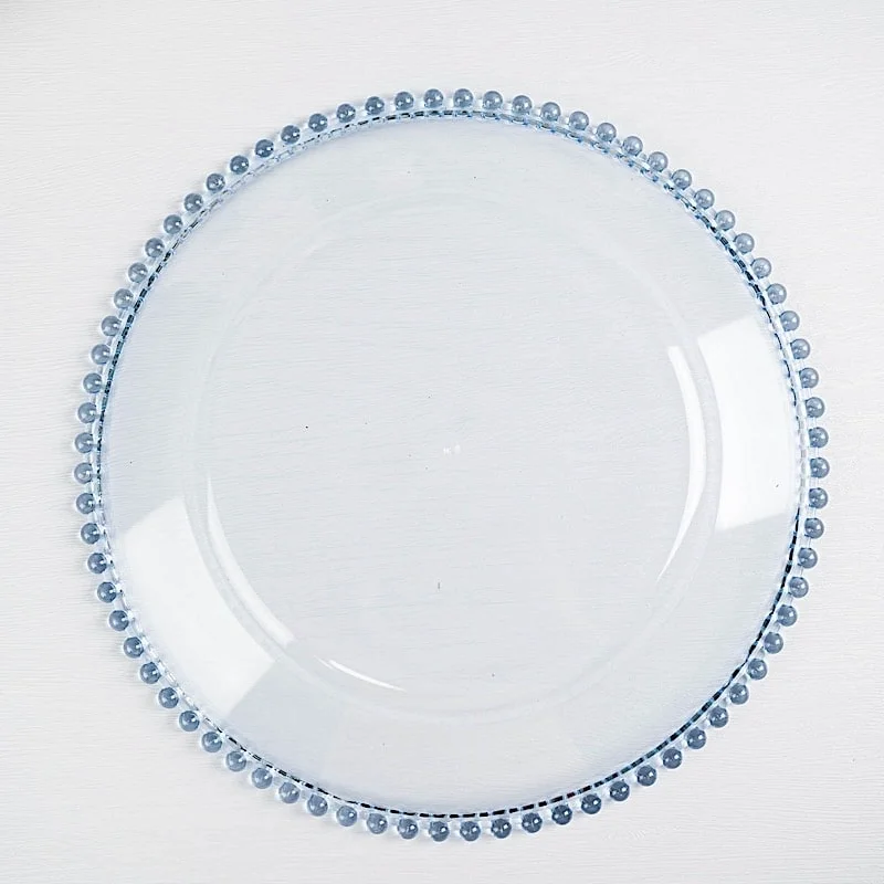 reusable glass dinnerware -24 Pcs 12 Inch Round Beaded Charger Plates