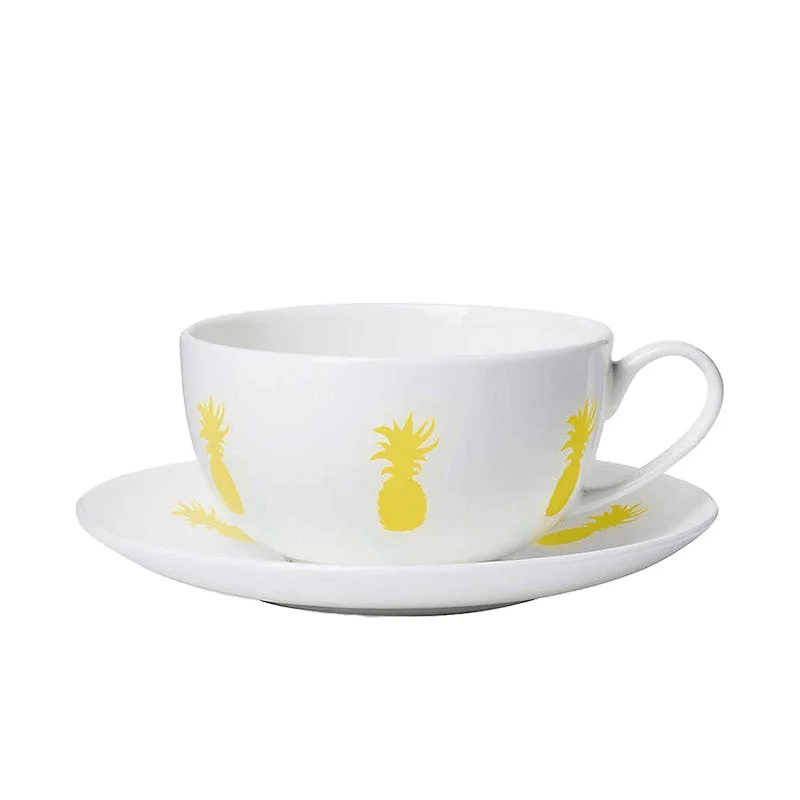 custom engraved coffee cups -Exclusive Pineapple Breakfast cup and saucer, pineapple