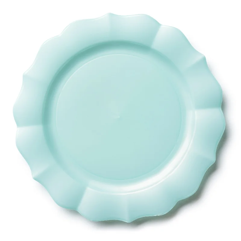 disposable dinner plates for restaurants -Turquoise Round Plastic Plates - Scalloped