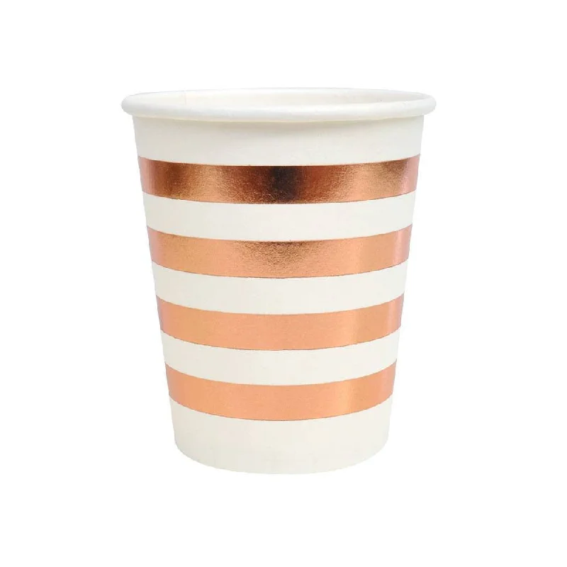 coffee mugs with inspirational quotes -Rose Gold Striped 9 oz Cups