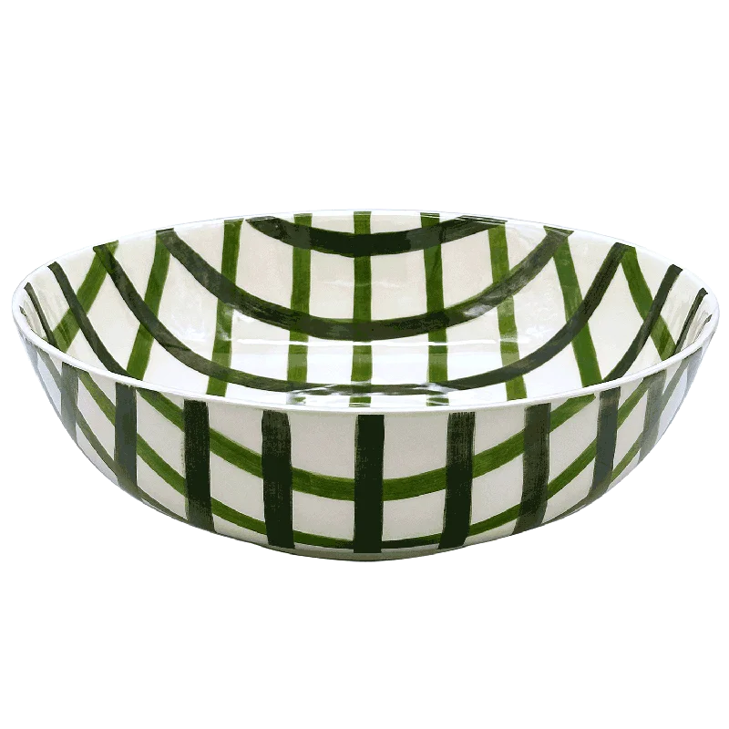 reusable melamine plates -Green Trellis Serving Bowl