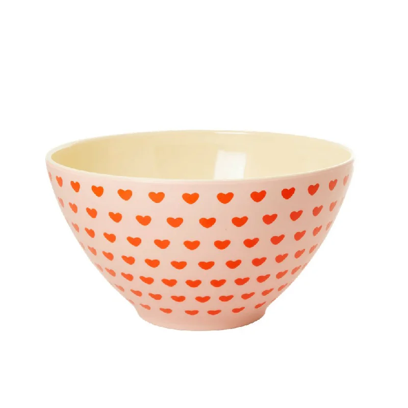 luxurious serving spoons -Rice DK Melamine Salad Bowl with Sweetheart Print - Two Tone