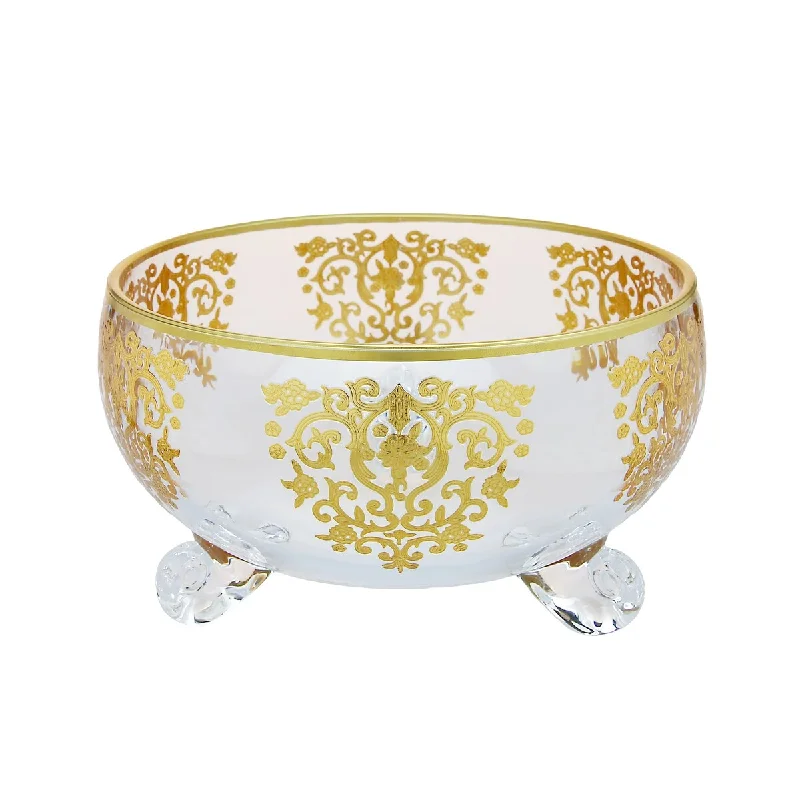 biodegradable plastic dinnerware -Salad Bowl with Rich Gold Design