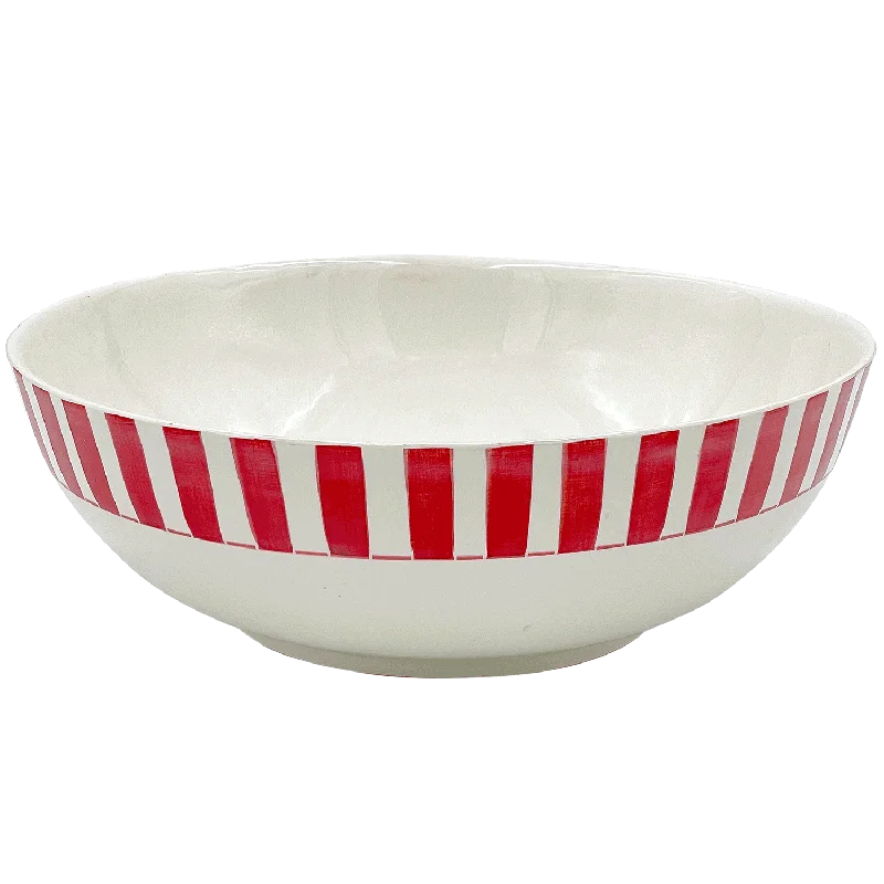 elegant porcelain dinner plates -Red Stripes Salad Bowl