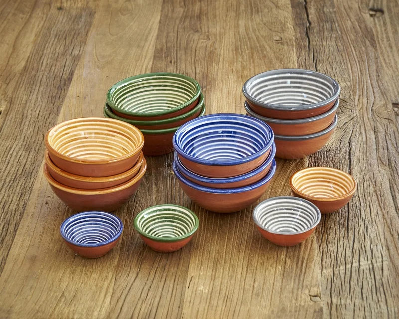 eco-friendly soup bowls -Small Striped Terracotta Bowl