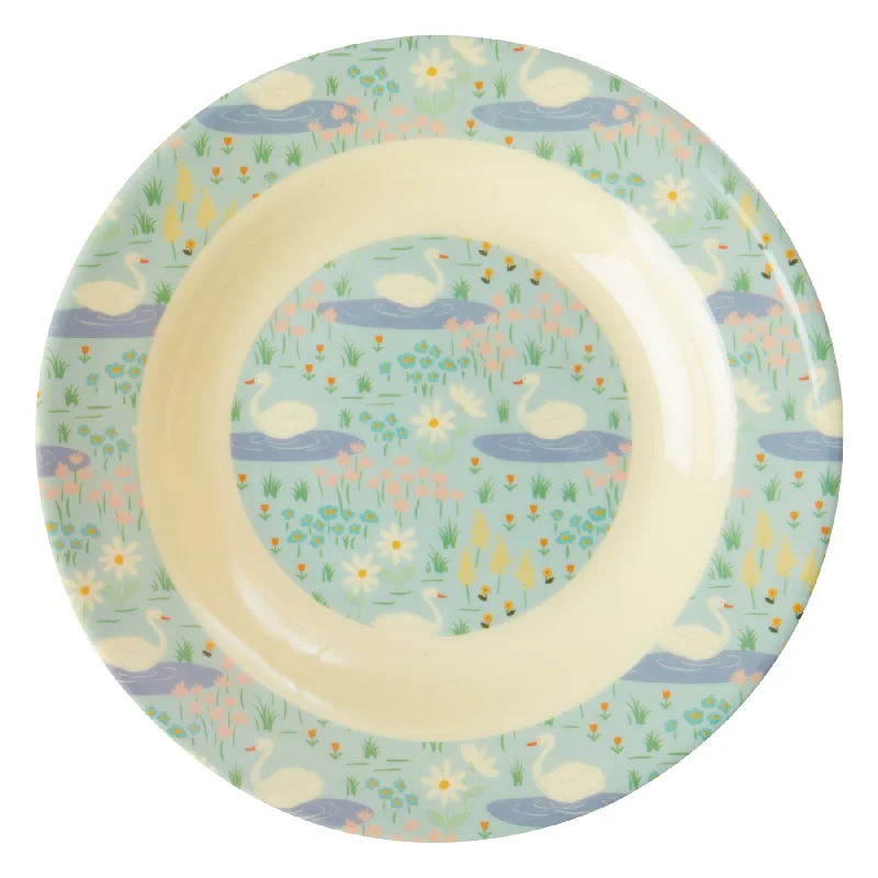 floral dinnerware sets -Rice DK Melamine Kids Bowl with Swan Print