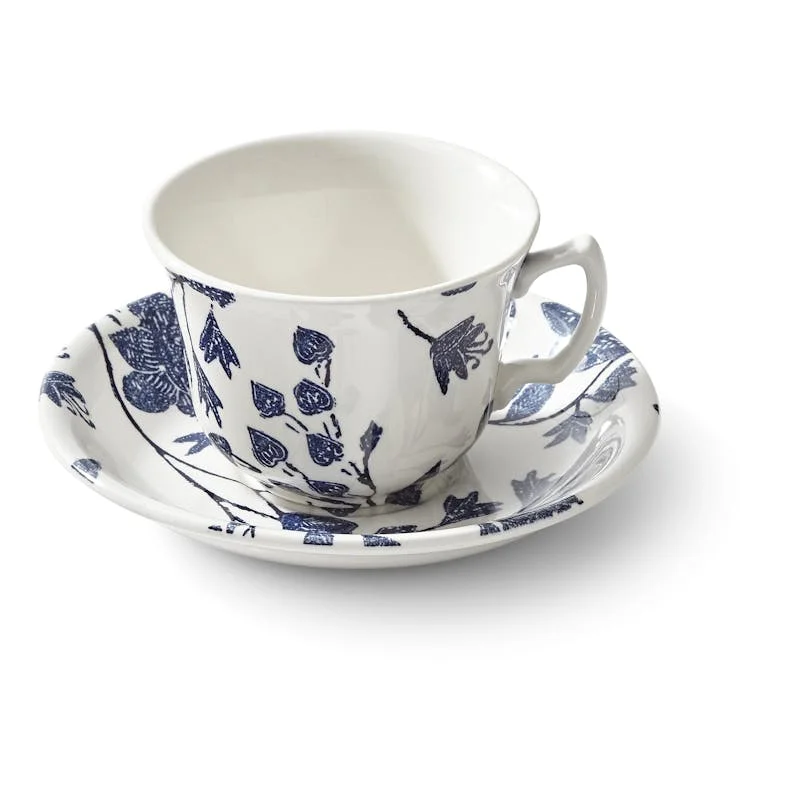 insulated tea tumblers -Tea cup & saucer, Ralph Lauren Home, Burleigh - Garden Vine, indigo