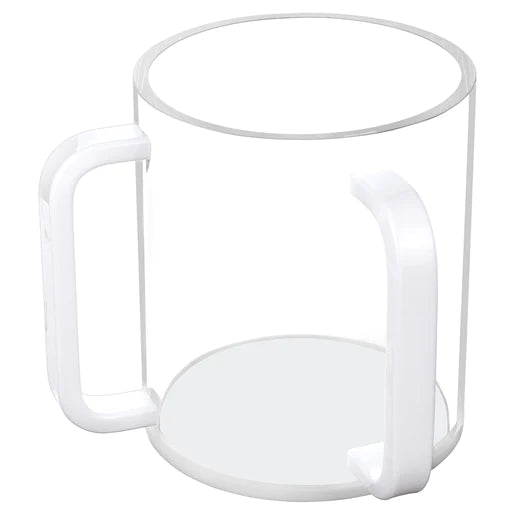 luxury tea mugs -Clear Lucite Wash Cup with White Base and Handles