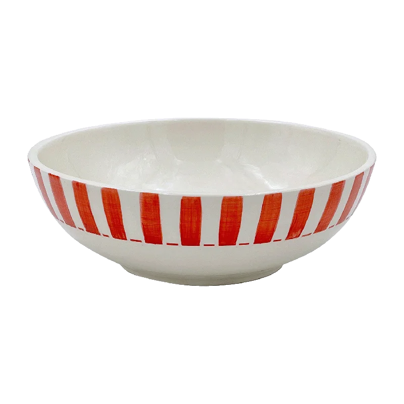 elegant floral dinner plates -Large Red Stripes Bowl