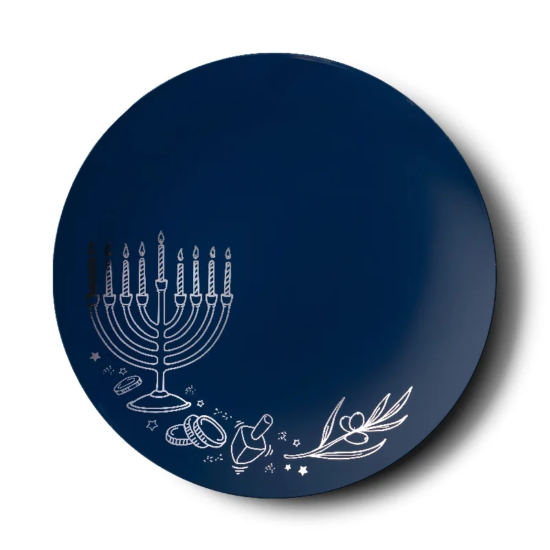 crystal clear dinner plates -Royal Blue and Silver Round Plastic Plates 10 Pack - Chanukah