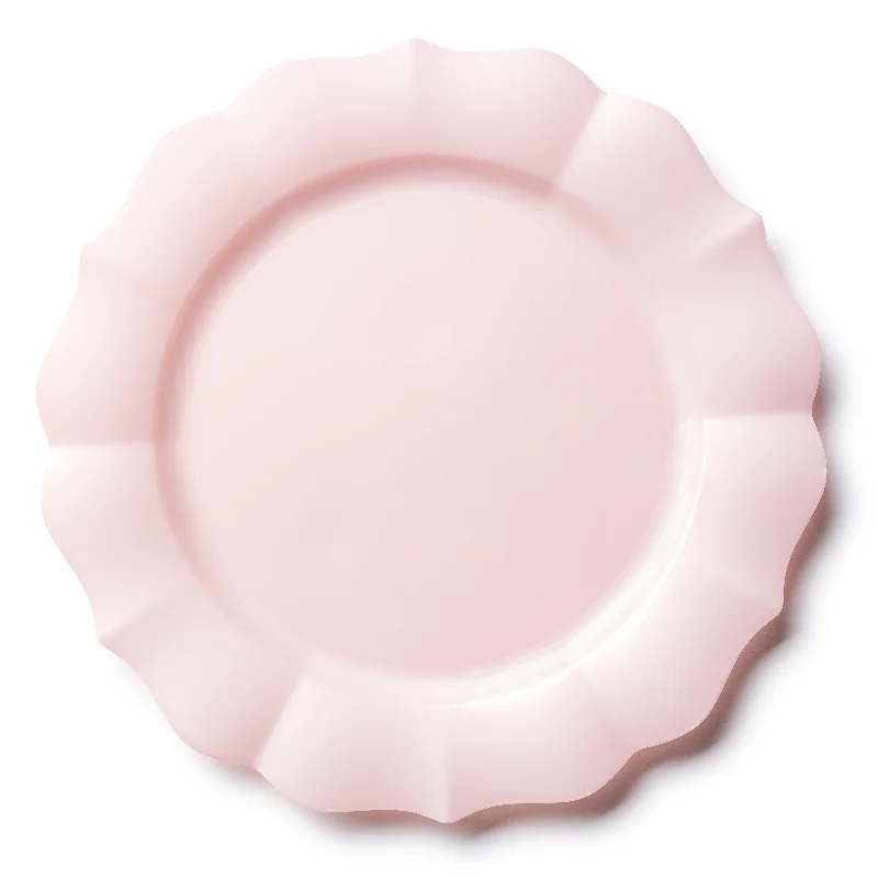 heavy-duty paper cutlery -Pink Round Plastic Plates - Scalloped