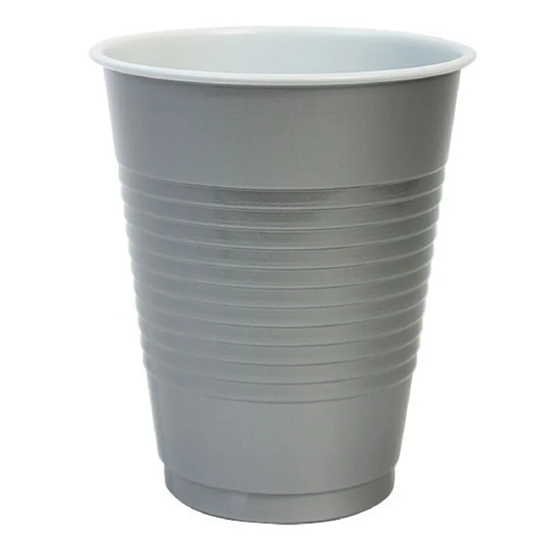 insulated glass mugs -Hanna K. Signature Plastic Cups Silver 18 oz