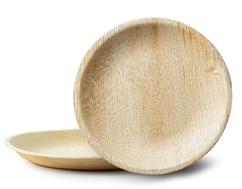 classic dinner plates for gatherings -100% Natural Disposable Palm Leaf Bamboo-Style Compostable Round Plates 10 Pack - Palm Leaf