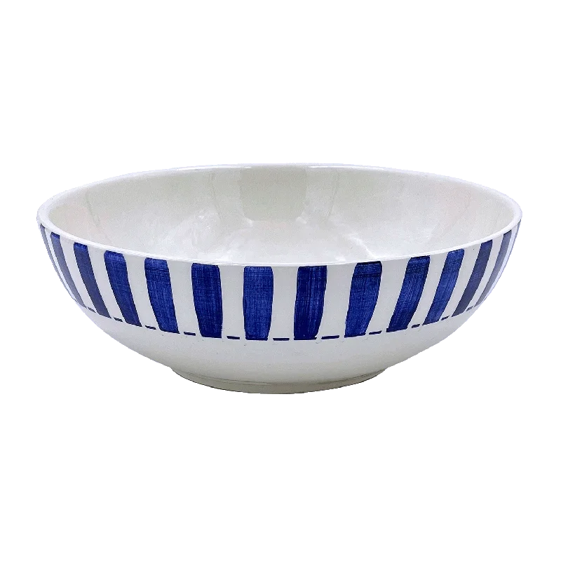 outdoor dining utensils -Large Navy Blue Stripes Bowl