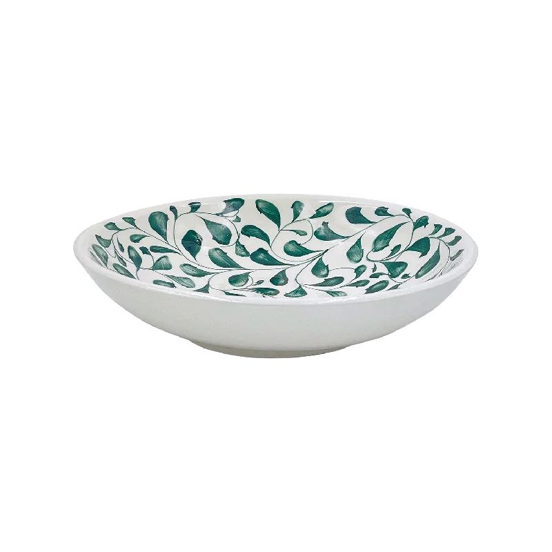 elegant glass tumblers -Green Scroll Pasta Bowl