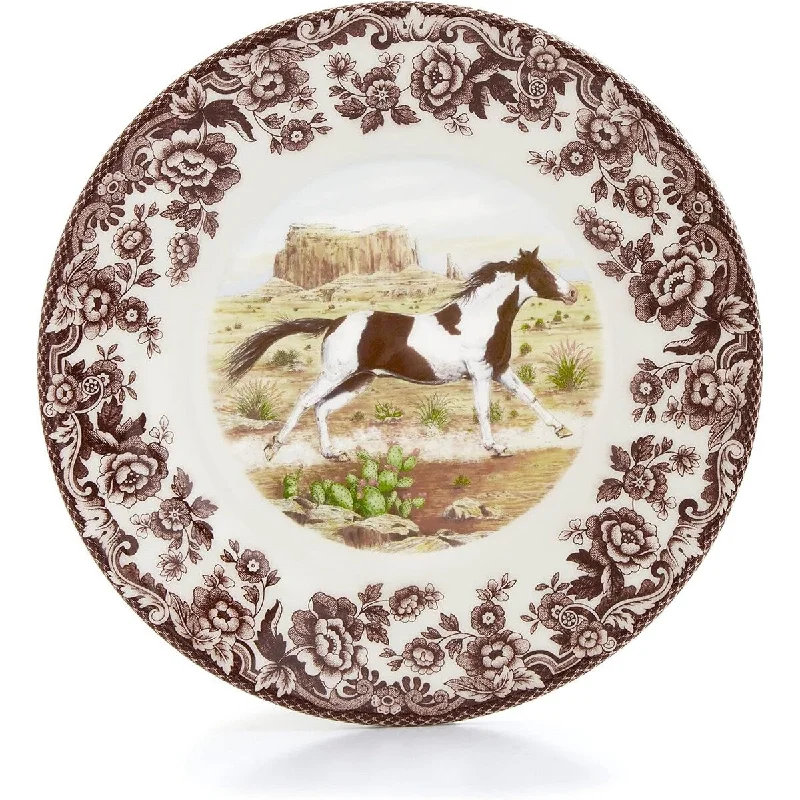 round ceramic plates for meals -Spode Woodland Salad Plate, Horse 8 Inch - 8x8