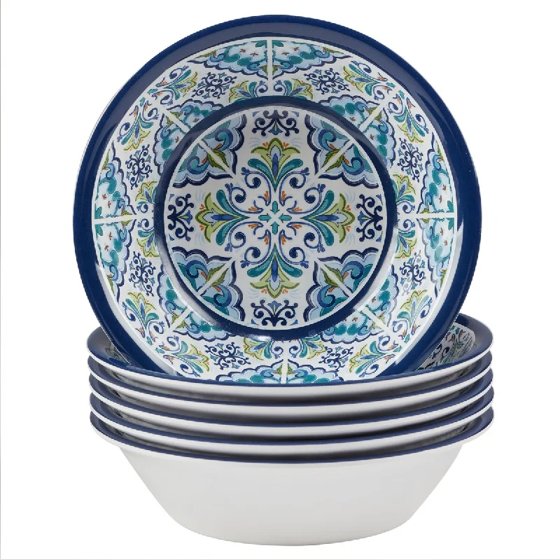 casual dinner plates for family -Certified International Mosaic Melamine All Purpose Bowls (Set of 6)