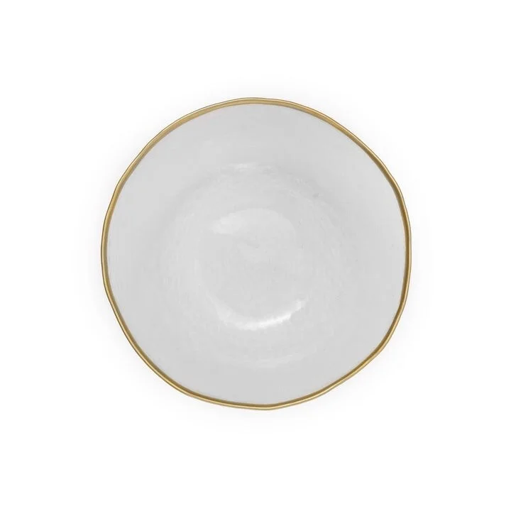 eco-friendly serving bowls -Set of 4 Clear Salad Plate with Gold Rim 8.25"D