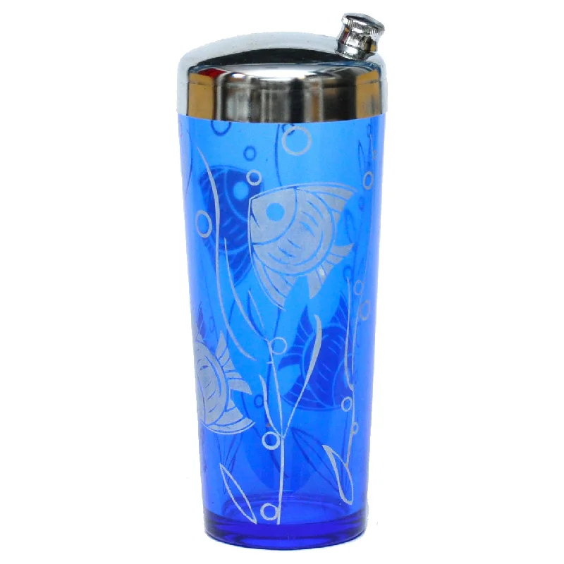 colorful tableware sets -Hazel Atlas Cobalt Fish Cocktail Shaker