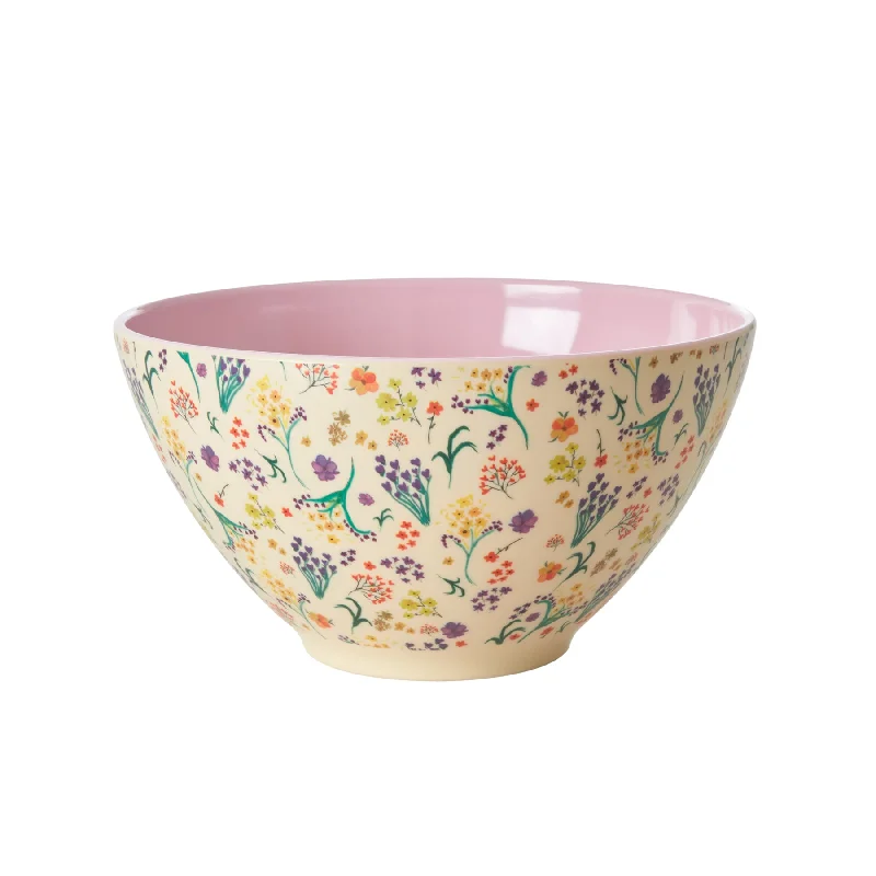 eco-friendly dinnerware for kids -Rice DK Melamine Salad Bowl with Wild Flowers