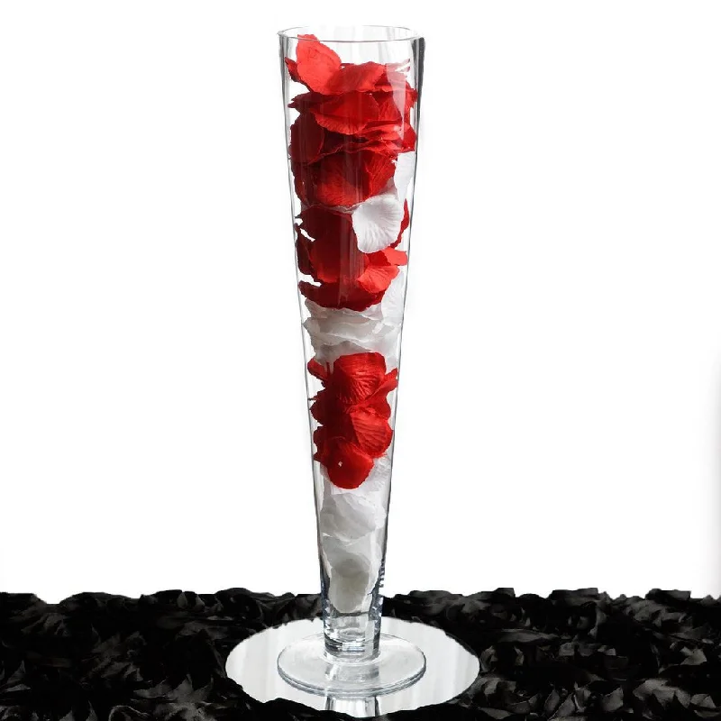 crystal decorative flower vase -20" Tall Trumpet Heavy Duty Glass Centerpiece Vase Wedding Party Decoration - Clear - 12/Set