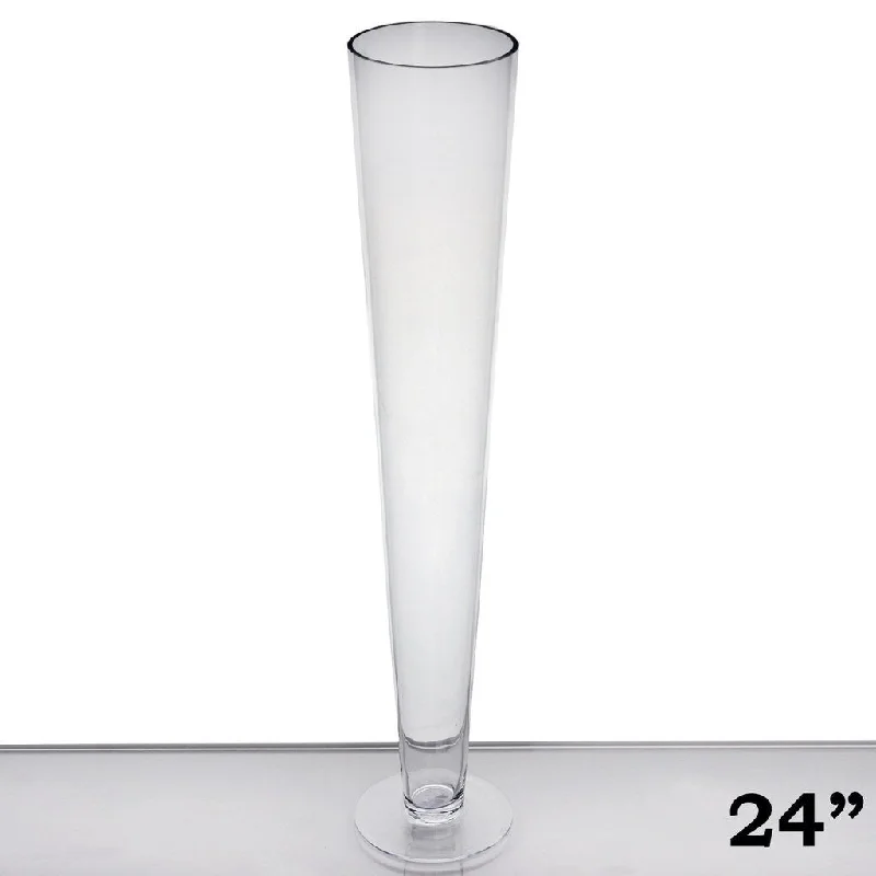 modern floor vase for flowers -24" Tall Trumpet Heavy Duty Glass Centerpiece Vase Wedding Party Decoration - Clear - 6/Set