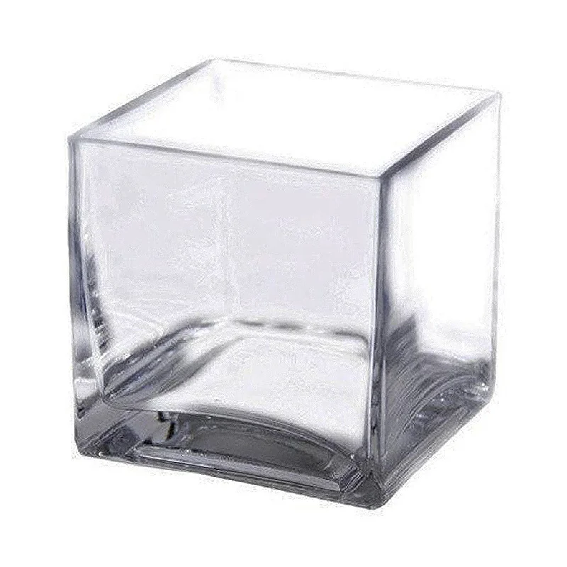 tall modern flower vase -4" Glass Centerpiece Block Vase