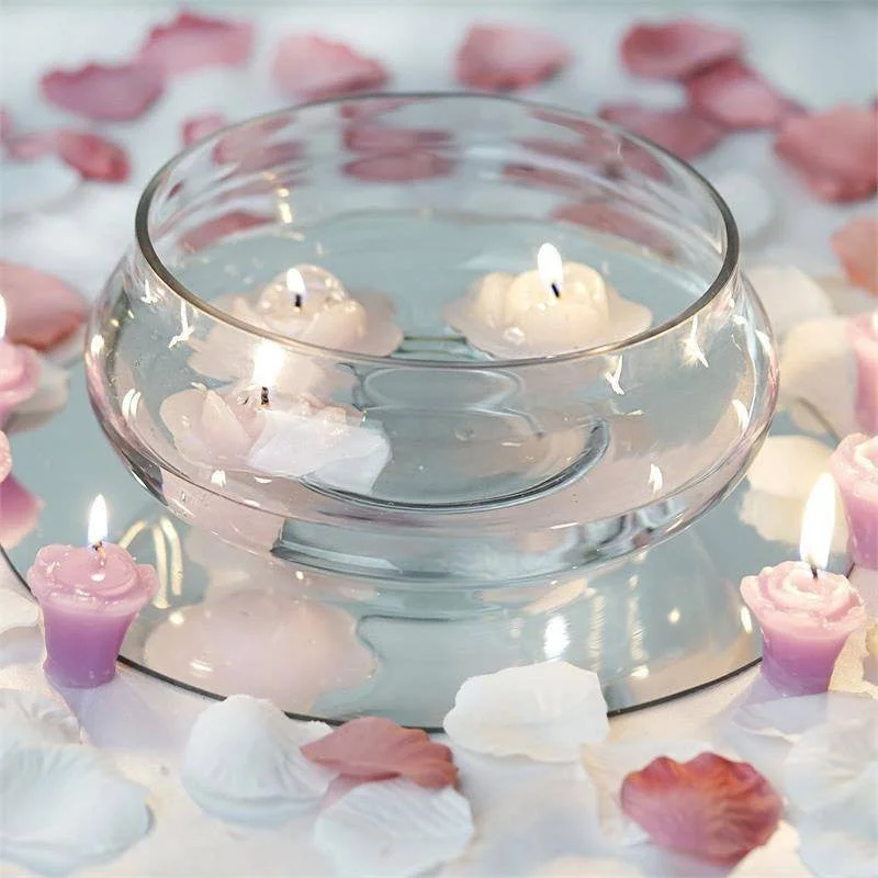 luxury glass flower vase with flowers -7" Floating Candle Bowl