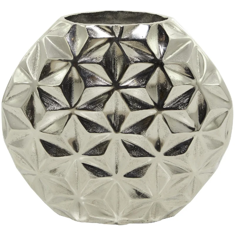 contemporary ceramic flower vase -Aluminum Metal Geometric Faceted Decorative Vase - Silver, Black or Gold - CosmoLiving by Cosmopolitan