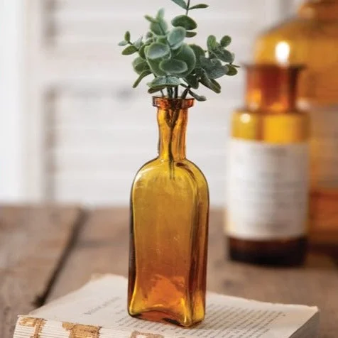 handmade flower vase for display -Amber Apothecary Style Bottle Vase